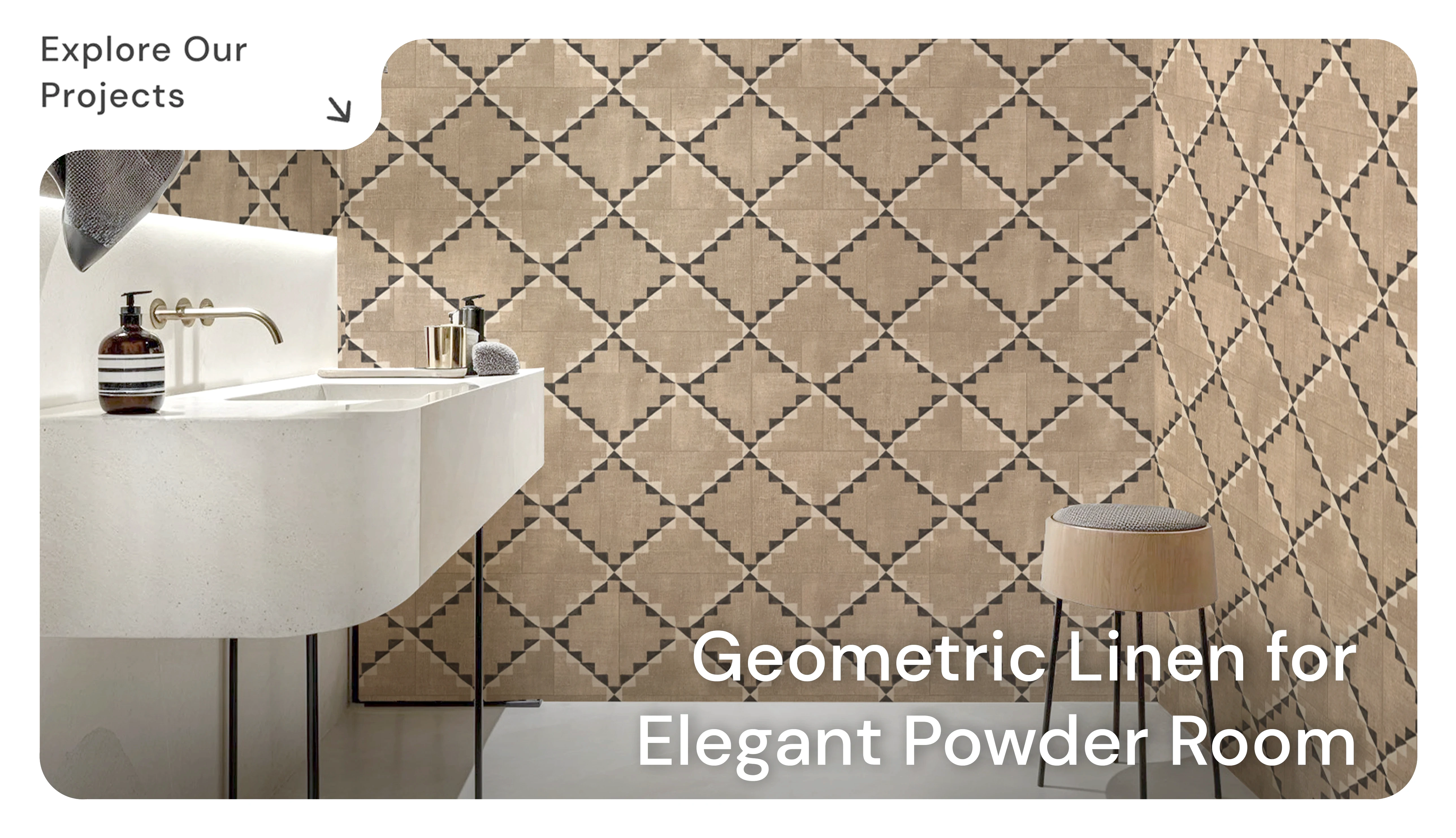 Geometric Linen for Elegant Powder Room